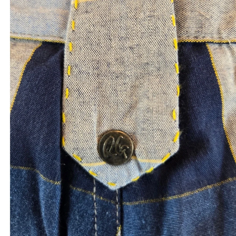 Robert Graham Plaid Shorts Mens 38 Blue Gray Striped‎ Designer Embroidered Hem